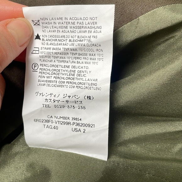 RED VALENTINO womens blazer jacket 2 olive green flared ruffle hem safari - Picture 14 of 14